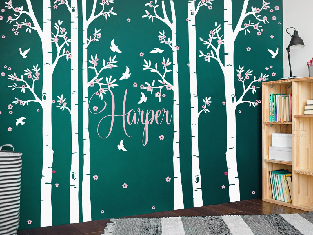 Birch Tree Wall Decals Forest Wall Sticker Peel and Stick Vinyl Wall