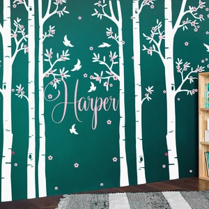 Birch Tree Wall Decals Forest Wall Sticker Peel and Stick Vinyl Wall Decal Trees for Nursery Living Room Bedroom Classroom Wall Decoration