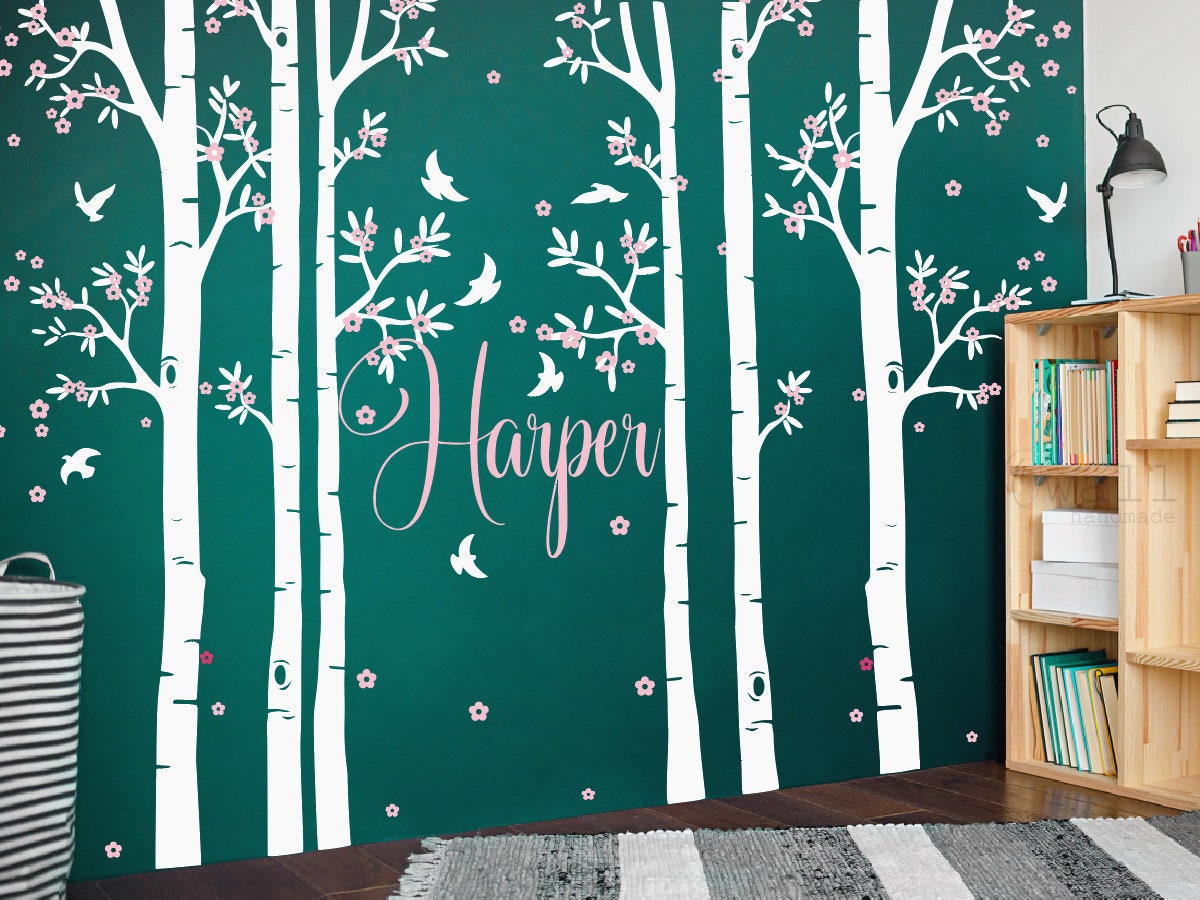 Birch Tree Wall Decals Forest Wall Sticker Peel and Stick Vinyl Wall Decal Trees for Nursery Living Room Bedroom Classroom Wall Decorationthumbnail