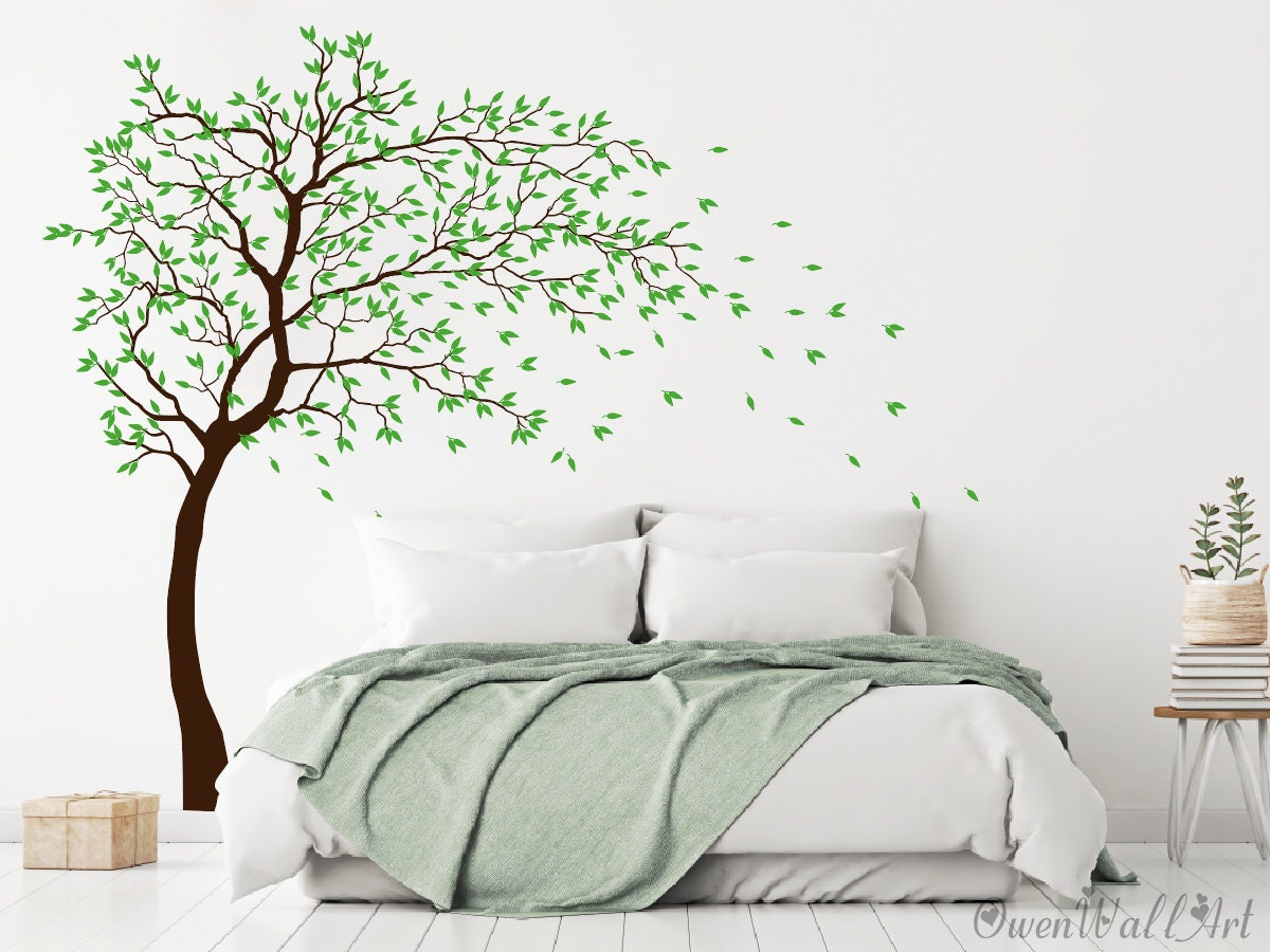 Blowing Tree Wall Decal: White Vinyl Nursery Wall Art - Etsy
