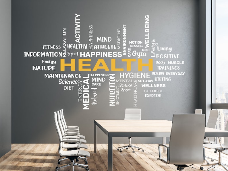 Health & Wellness Word Cloud Vinyl Wall Decal: Inspiring Decor - Etsy