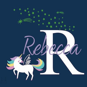 Unicorn Name  wall Decal,Custom name with unicorn sticker,Personalized name unicorn Decal,Nursery  Name Decal,kids sticker,girl name decal