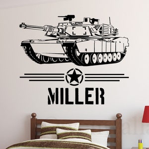Tank Boy Name Personalized Wall Sticker, Tank  Decal-Abrams Tank Decal Vinyl Sticker for Kids Room Wall Decor