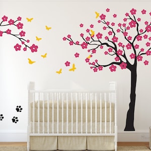 Conner Tree Wall Decal, Cherry Blossom Tree Wall Decal, Tree Wall Art, Tree Wall Decor, Nursery Wall Vinyl Wall Decal, Kids Room Wall Decor