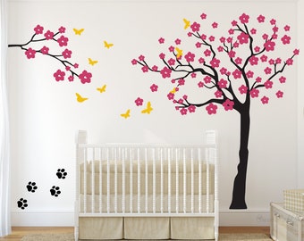Conner Tree Wall Decal, Cherry Blossom Tree Wall Decal, Tree Wall Art, Tree Wall Decor, Nursery Wall Vinyl Wall Decal, Kids Room Wall Decor