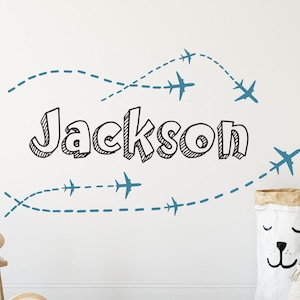 Personalized Airplane Name Wall Decal: Nursery Decor