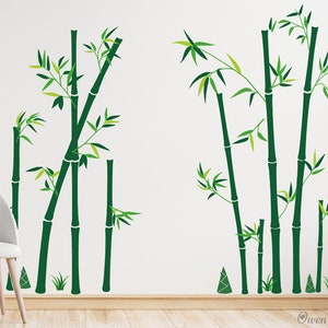 Bamboo Green Plants Peel and Stick Wall Art Decals for Baby Nursery Kids Bedroom