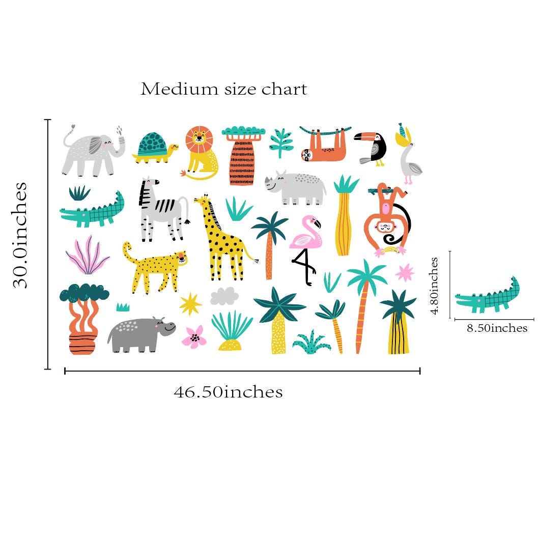 Jungle Animals Nursery Wall Decals – Safari Theme, Playroom Art - Etsy