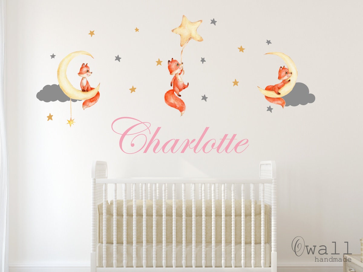 Custom Moon Foxes Personalized Baby Blanket - Extra Small 40x30 Inch With Name