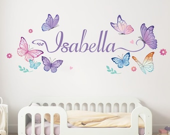 Butterfly With Personalized Girl Name Wall Decal, Personalized Name Girl Room  Decor, Dreamy Purple Room Decor for Girls
