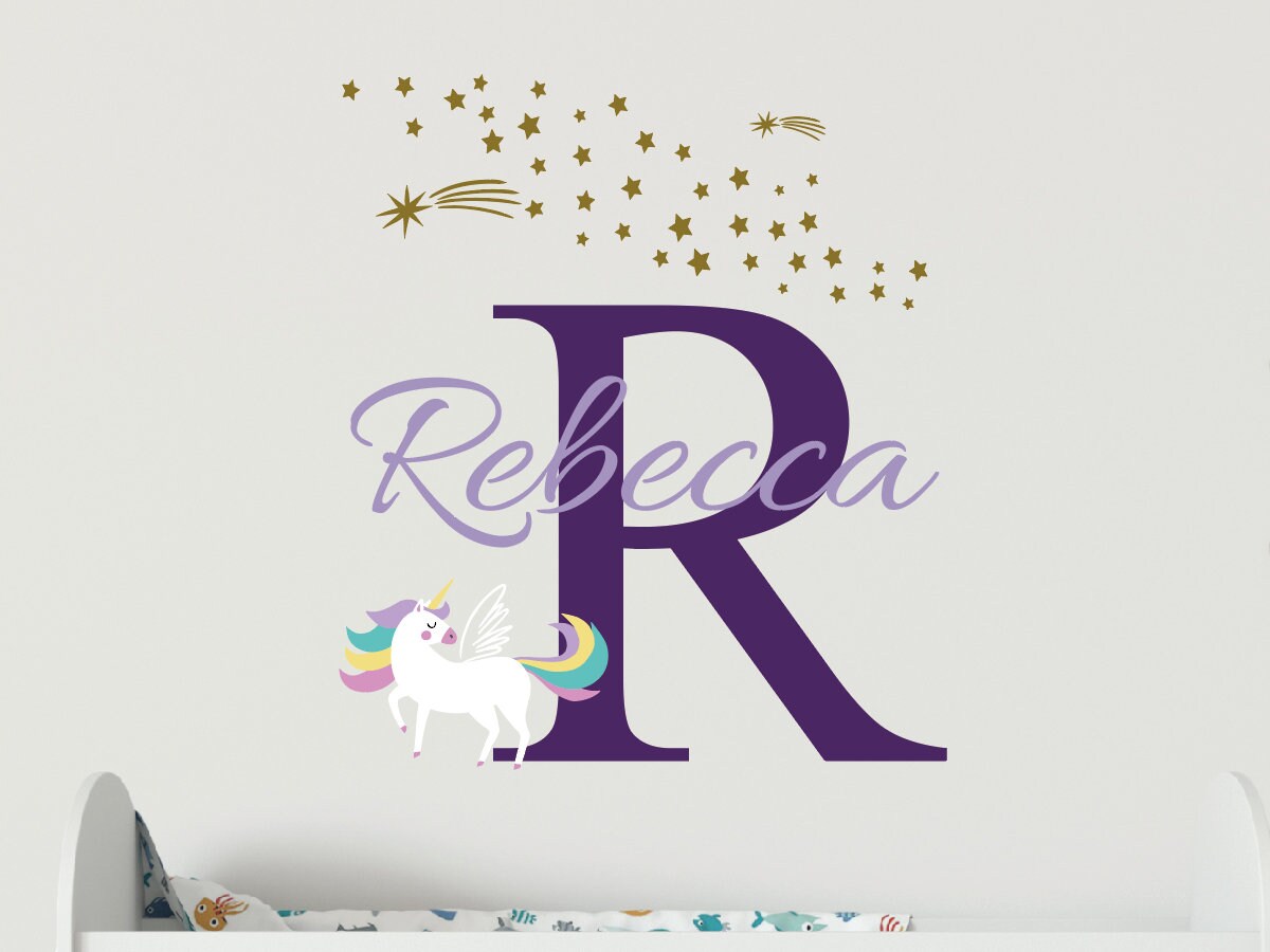 Unicorn Name Wall Decal/custom Name With Unicorn Etsy