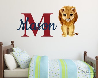 Personalized Lion Name Wall Decal: Custom Nursery Decor