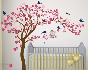 Blossom Tree Wall Decal, Cherry Blossom Tree Decor, Tree Wall Art, Tree Wall Decor, Nursery Wall Vinyl Wall Decal, Kids Room Wall Decor