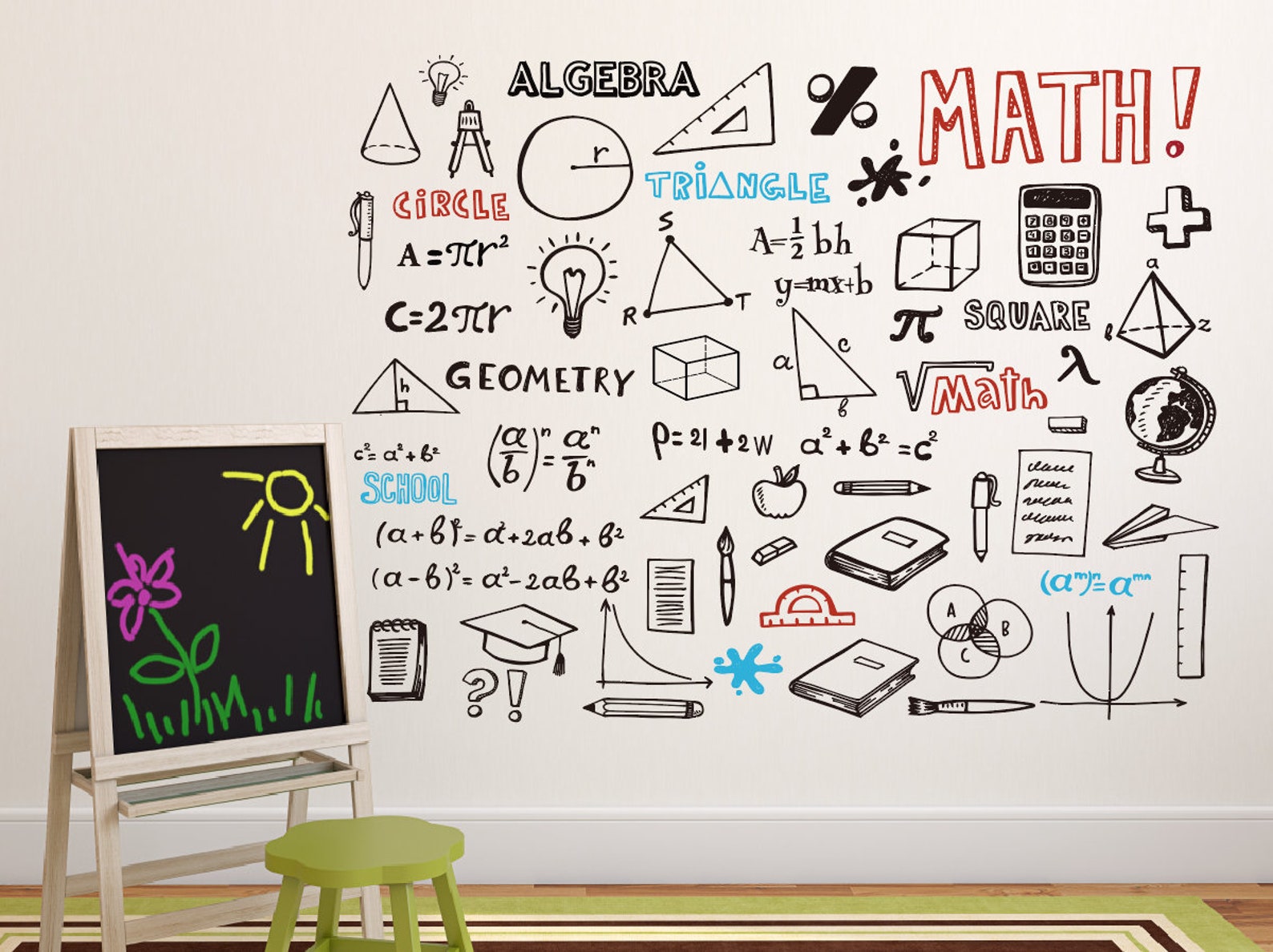 Graffiti Doodle Math Wall Sticker Algebra Wall Art classroom Etsy UK