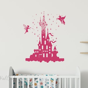 Castle Fairy Decal,Nursery Girls Room Sticker, Crib Unicorn Wall Decor ,Nursery Wall  Deocr, Kids Room Wall Decor,Nursery princess decor