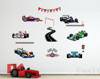 Racing Car Wall Decals: Peel and Stick Road Decor for Kids Room