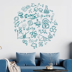 Wetenschap kunst aan de muur vinyl sticker educatieve muursticker voor school muurkunst, klas muur decor, scheikunde klas muur sticker