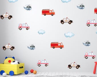 decalmile Adesivi Murali Veicoli da Costruzione Adesivi da Parete Scavatrice Camion Trattore Decorazione Murale Asilo Nido Camerette Bambini Camera Ragazzi Stanza dei Giochi