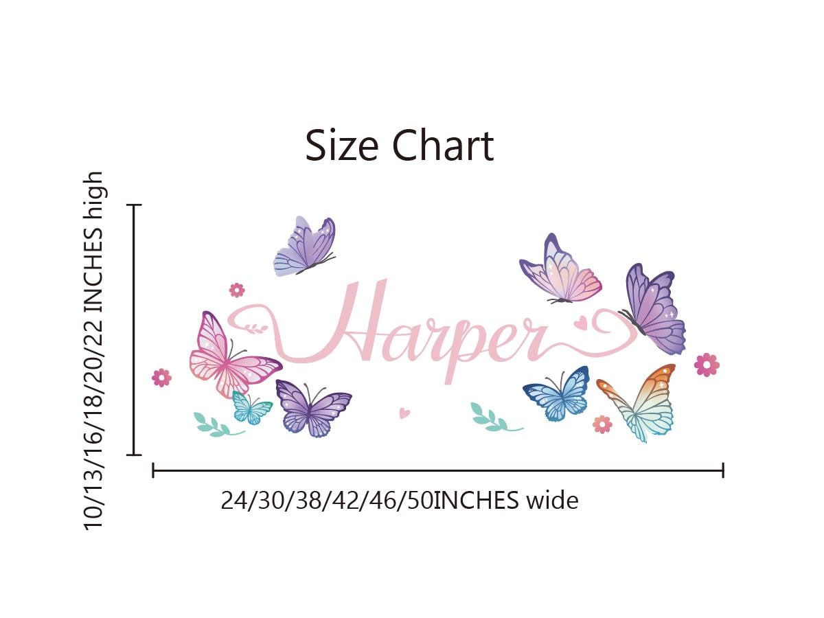 Name Wall Decor Personalized Name Wall Decal With Butterflies - Removable Vinyl  Sticker For Girls' Rooms \u0026 Kids' Decor Personalised Wall Stickers, image size:1200x900