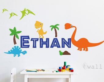 Personalized Dinosaur Name Wall Decal: Kids Dino Room Decor