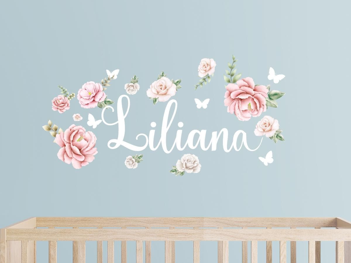 Personalized Flower Butterfly Name Wall Decal: Dreamy Girl Room Decor ...