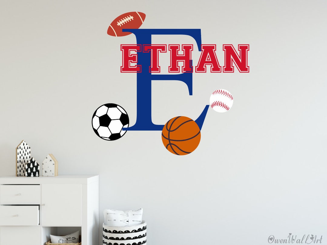 Custom Boy Name Sports Balls Wall Decal: Personalized Room Decor - Etsy