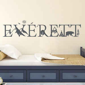Nurser Name wall Decal/Custom name With Forest elements sticker/Personalized Wall Decal/Nursery Baby Name Decal/kids name sticker