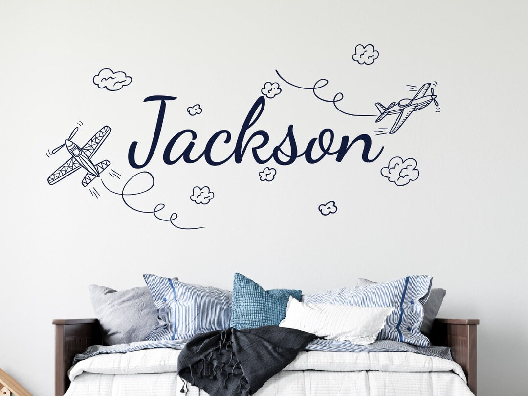 Personalized Airplane Name Wall Decal: Boys Room Decor - Etsy