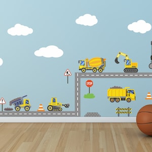 Baumaschinen Wandtattoo LKW Bagger Turmdrehkran Traktor Wandaufkleber Baby Jungen Schlafzimmer Kinder Spielzimmer Wanddekoration