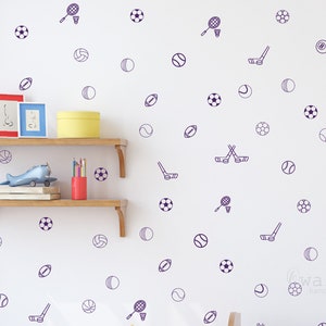 16Pcs Set Soccer Stickers,Kids' basket Balls,Stickers for Kids' Room, Sports Balls Silhouette Wall Decal,Art DIY Sticker for Boys Room