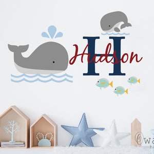 Custom Dolphin Name Nursery Decal: Baby Boy Initial Wall Sticker