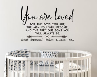 Boys Room Wall Decal: 'You Are Loved' Quote, Nursery Decor