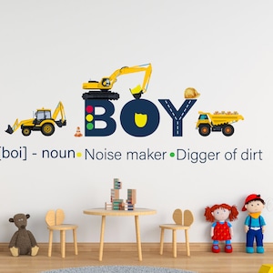 Boy bedroom wall decor, Digger Truck boys room wall decal