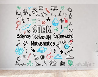 STEM Wall Decal: Science, Technology, Engineering, Math Classroom Decor ...