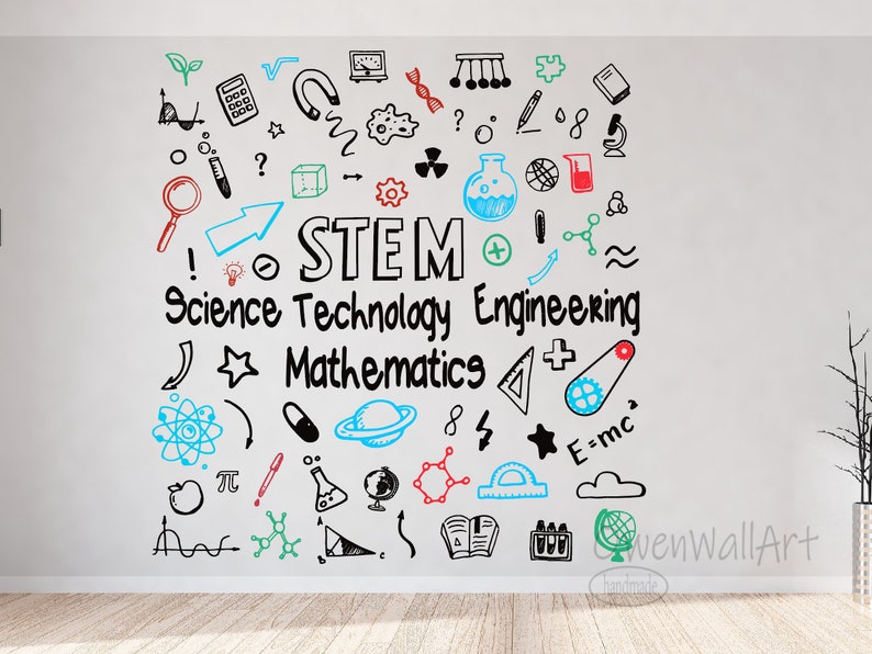 STEM Wall Decal: Science, Technology, Engineering, Math Classroom Decor ...