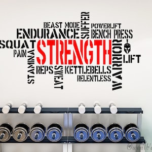 Fitness Quotes Wall Sticker , Gym Wall Sticker, Home Gym Decor , Gym Studio Decor,  Inspirational  Fitness Wall Art