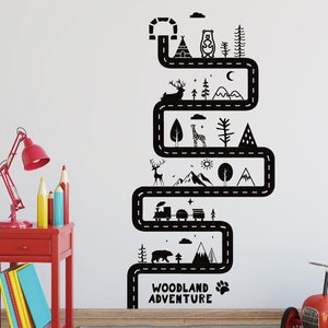 Kids Wall Decal, Nursery Wall Sticker, Adventure Track Nursery Decor, Boys Room Decal, Girls Room Decor, Forsest Vinyl Wall Stickers