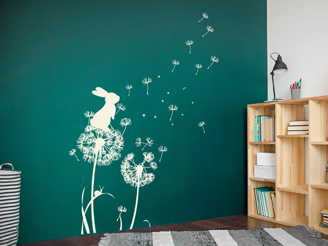 Bunny Dandelion Wall Decal: Nursery Kids Room Decor - Etsy