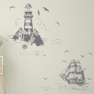Sailing Ship Wall Decor Vinyl Decal Bedroom Wall Sticker Sail Boat Wall Art For Kids Room