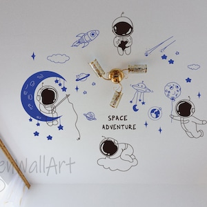 Space Wall Sticker, Rocket  With Stars  Decals , Nursery Room Wall Decor ,Boy&#39;s Girl&#39;s room Wall Decor,Kids Wall Sticker, Star Wall Decor
