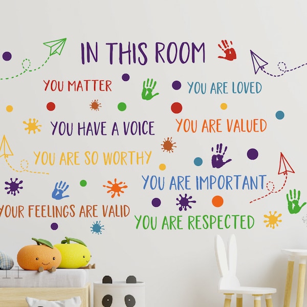 Classroom Sign Rainbow color Wall Decal Reading Room Wall Art In This room You Are Valued-Loved-Important"- Inspirational Wall Art