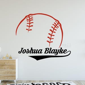 Personalized Baseball Name Wall Art - Custom Boys Room Monogram Decal - Sports Theme Nursery Sticker - Unique  - Removable Vinyl Wall Decor