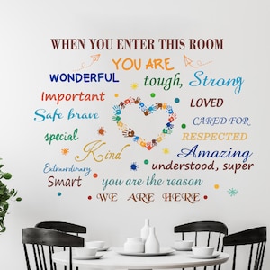 Adhesivo de pared con citas inspiradoras coloridas, arte con citas para el aula, la guardería y la decoración de la pared de la oficina