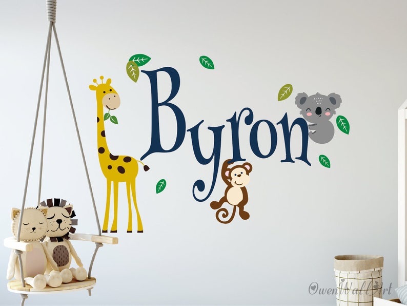 Giraffe With Personalized Name Wall Decalkoala Bear Vinyl Etsy