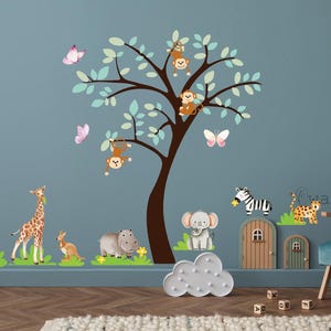 Safari Animal Tree Wall Decals: Nature Nursery Decor