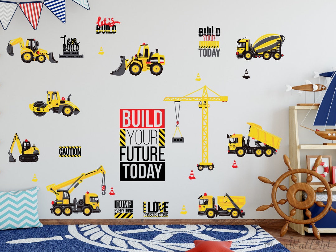 City Construction Baby Boy Wall Decals Truck Car Excavator Etsy