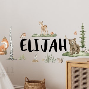 Custom Woodland Animals Name Wall Decal: Forest Nursery Decor