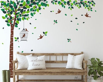 Spring Tree Wall Decal, LargeTree  Decal, Tree Wall Art, Tree Wall Decor, Nursery Vinyl Decal, Kids Room Wall Decor,Bedroom Wall Decor