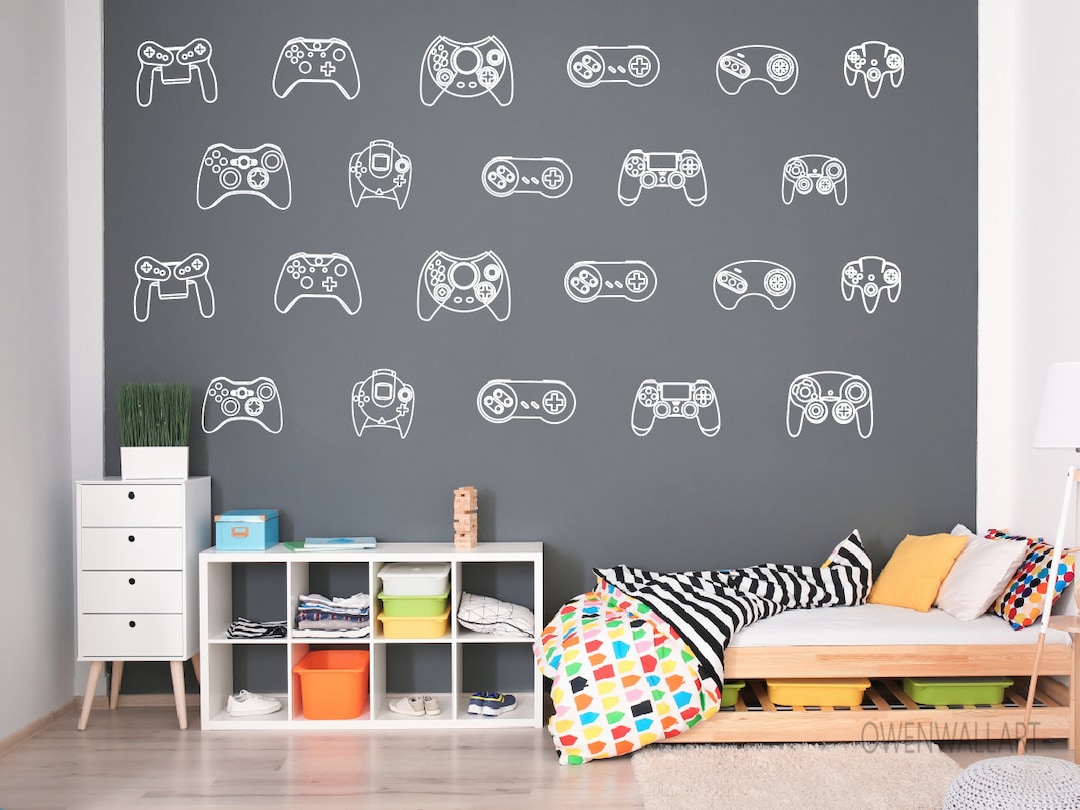 32pcs Set Gaming Wall Sticker , Gamer Wall Decor , Gaming Pattern Vinyl