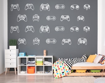 32pcs set Gaming Wall Sticker , Gamer Wall Decor , Gaming pattern  Vinyl Wall Decal , Gaming Stickers For Boys Room Wall Decor